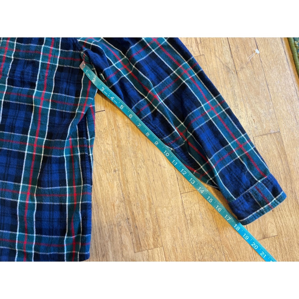 LLBean Relaxed Fit Flannel Blue Plaid Long Sleeve XL Cotton Warm Lumberjack - Picture 6 of 8